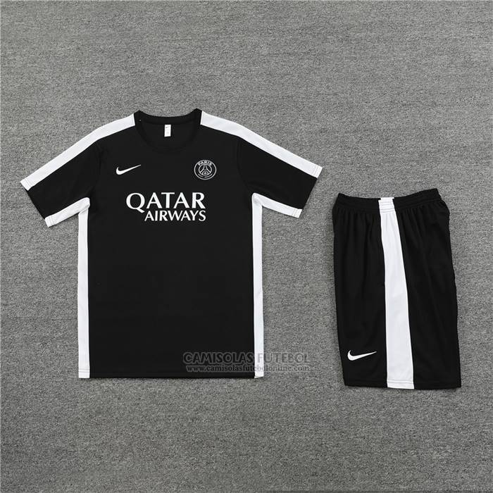 Fato de Treino Paris Saint-Germain Manga Curta 2023-2024 Preto - Calcas Curta